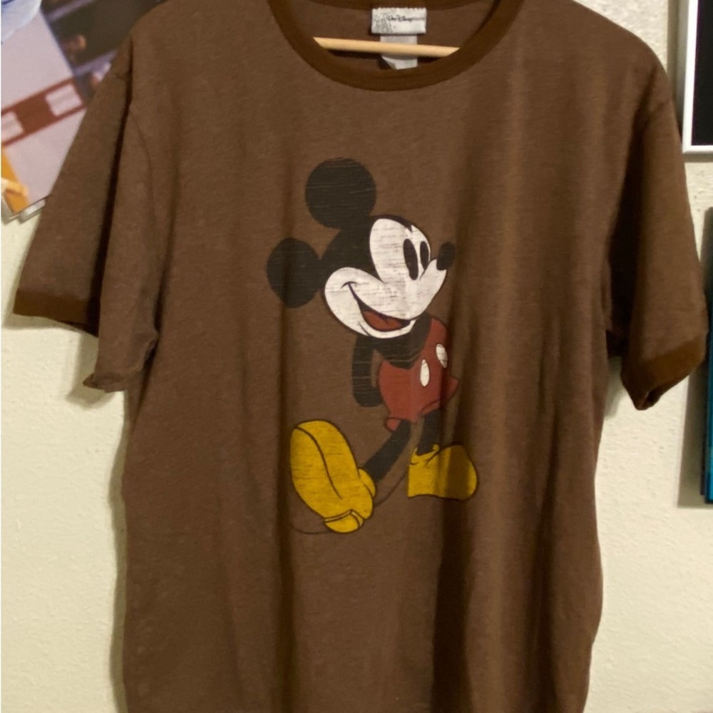 VTG Mickey Mouse Walt Disney World 1990's Y2K 2000s TEE T SHIRT Sz M    Brown